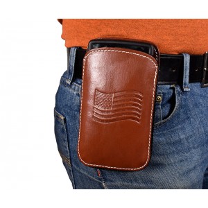 Leather Cell Phone Holster XL - Fits iPhone 6, 7, 8, 8 Plus, Samsung Galaxy S7, S8, S8 Plus